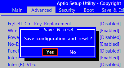 uF10vL[܂BuSave & resetṽbZ[W\AuYesvIĂ邱ƂmFāuEntervL[܂B