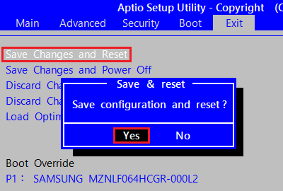 uSave Changes and Resetv^bvAuYesv^bv܂B